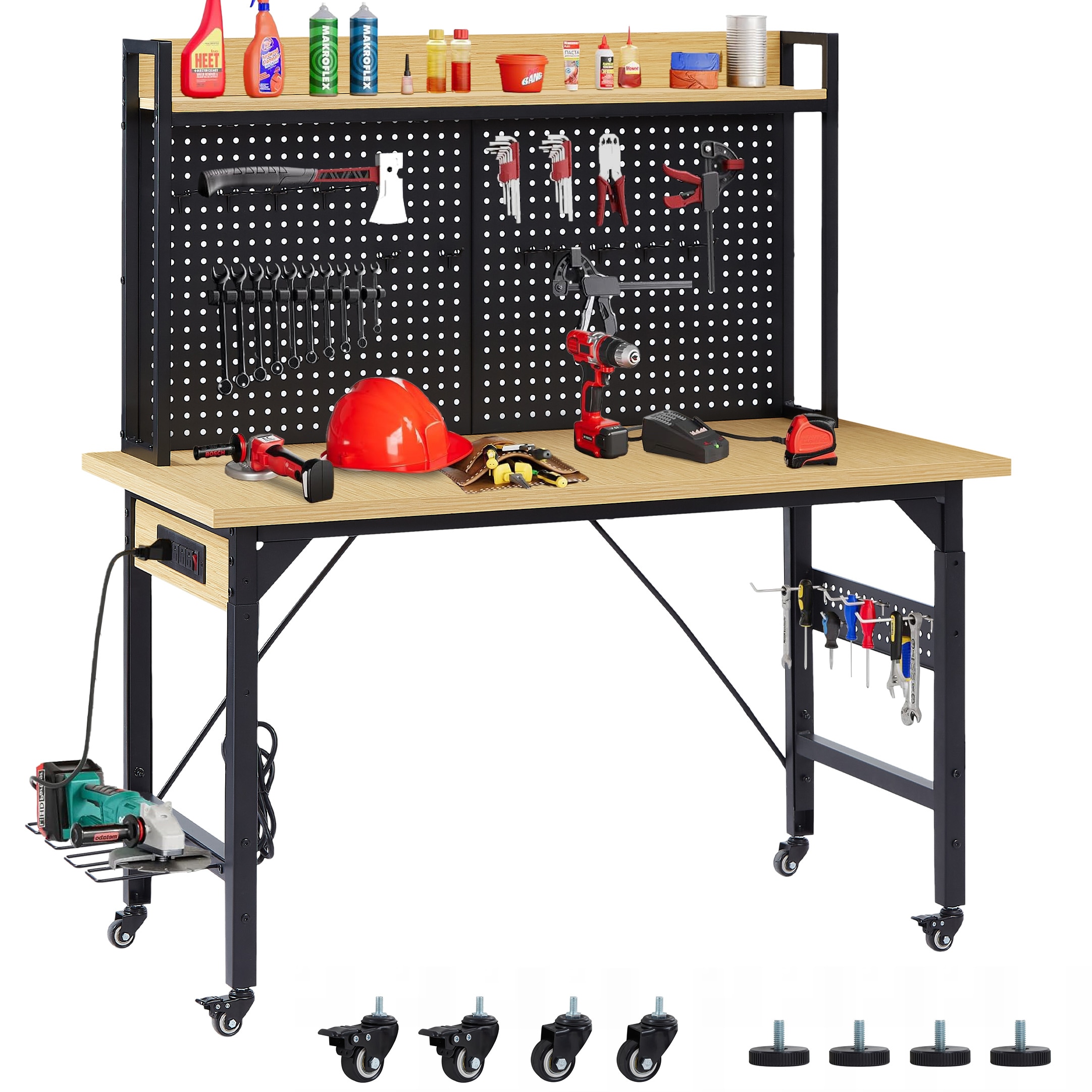 N/O 47.2-in L x 25.8-in H Black Adjustable Height Work Bench
