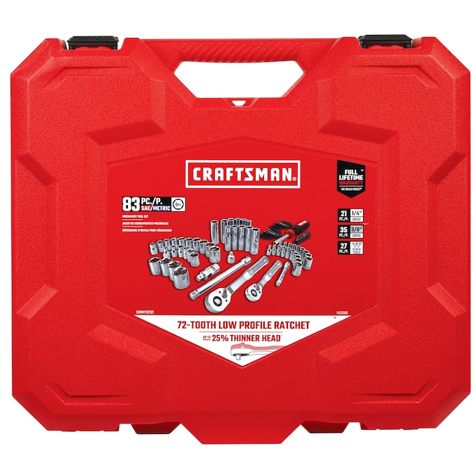 CRAFTSMAN 83-Piece Standard (SAE) and Metric Polished Chrome Mechanics Tool Set with Hard Case - Image 10
