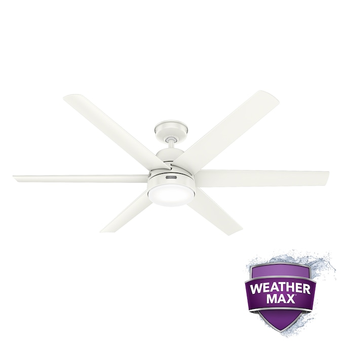 Hunter Skysail WeatherMax 60-in Fresh White with Satin Blades LED Indoor/Outdoor Ceiling Fan with Light (6-Blade)