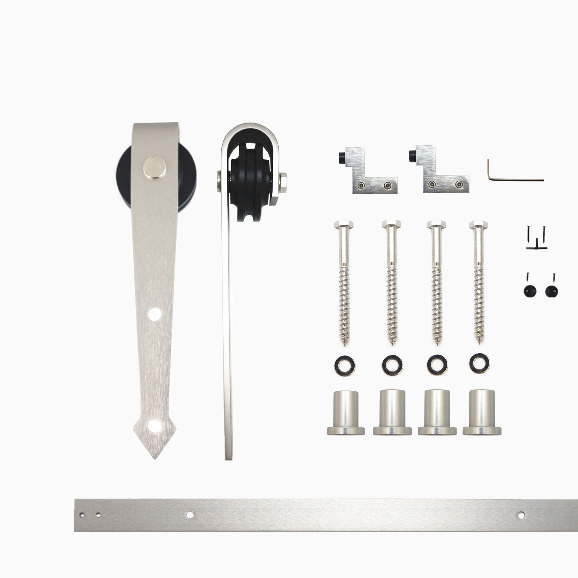 60-in Brushed Brushed Nickel Indoor Arrow Single Barn door hardware kit