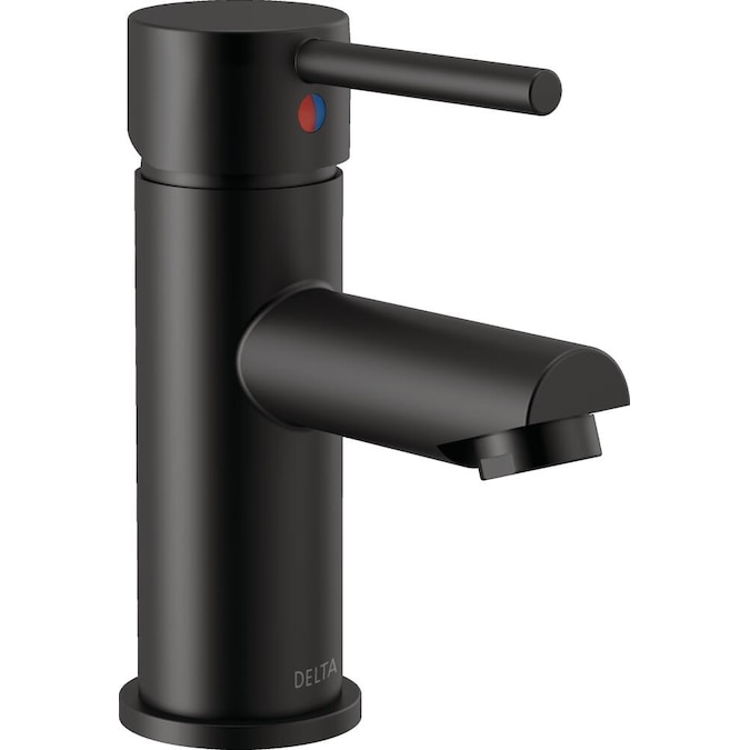 Delta Modern Matte Black Single Hole 1-Handle WaterSense Bathroom Sink Faucet with Drain