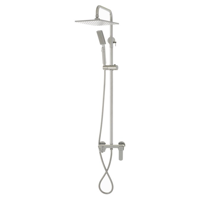 Safavieh Bathroom Combination Nickel 2-handle Multi-head Square Bathtub and Shower Faucet Valve Included