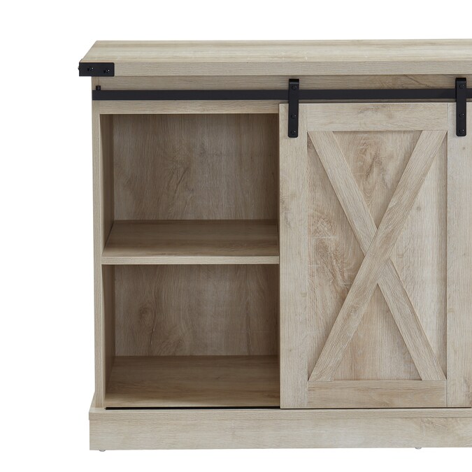 CASAINC 54-in W White Oak TV Stand with LED Corner or Flat Wall Electric Fireplace with Remote Control Included - Image 10