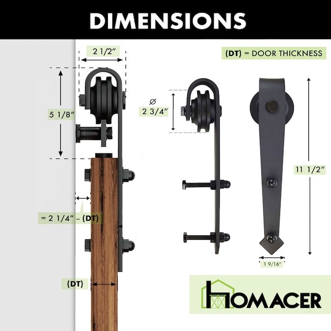 HOMACER 90-in Rustic Black Indoor Arrow Double Barn Door Hardware Kit - Image 7