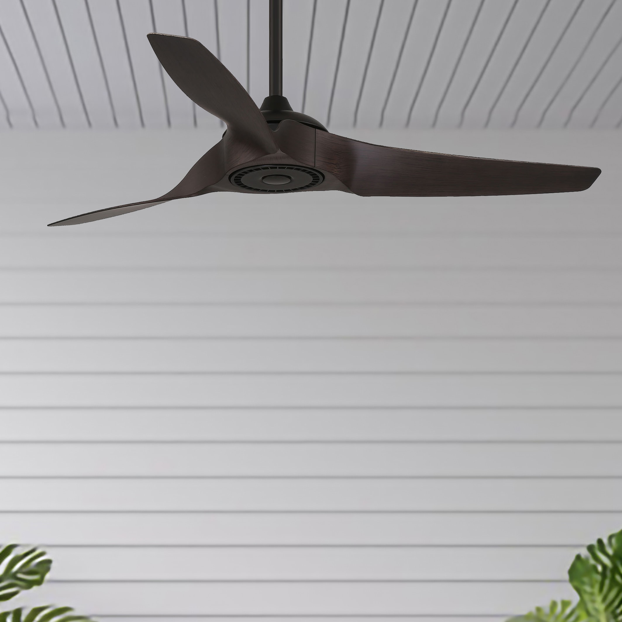 Milroy 52-in Outdoor Matte Black with Dark Brown Blades Ceiling Fan Without Light - Remote Included ( 3 -Blade )