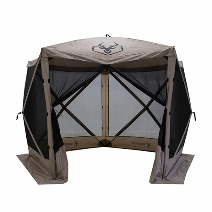 Gazelle 8.83-ft x 9.58-ft Pentagon Brown Fabric Polyester Roof Pop-up Gazebo with Screen Included