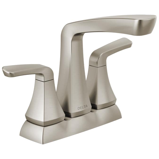 Delta Vesna Spotshield Stainless 4-in centerset 2-Handle WaterSense Bathroom Sink Faucet with Drain