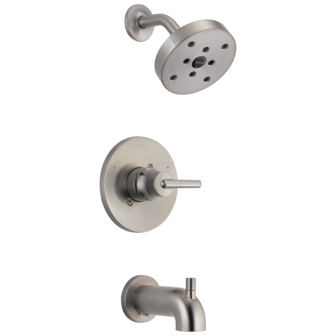 Delta Trinsic Stainless 1-handle Single Function Round Bathtub and Shower Faucet Valve Included