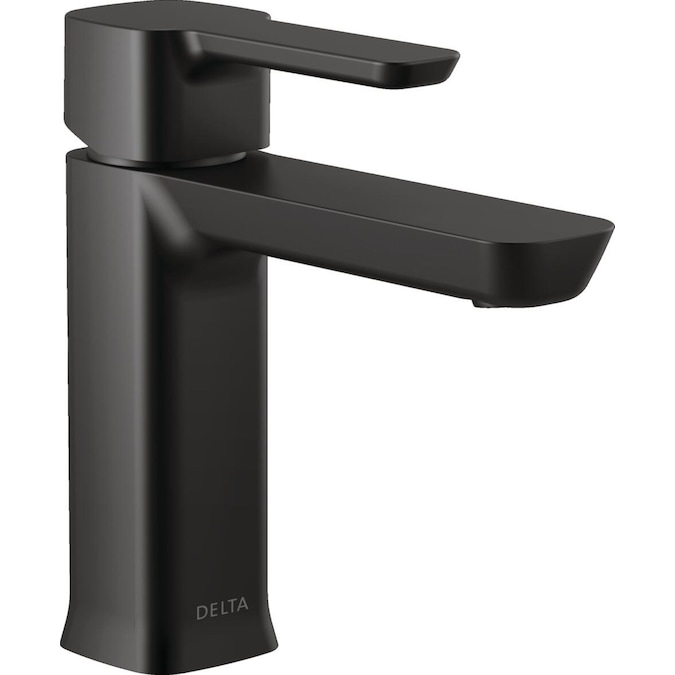Delta Modern Matte Black Single Hole 1-Handle WaterSense Bathroom Sink Faucet with Drain