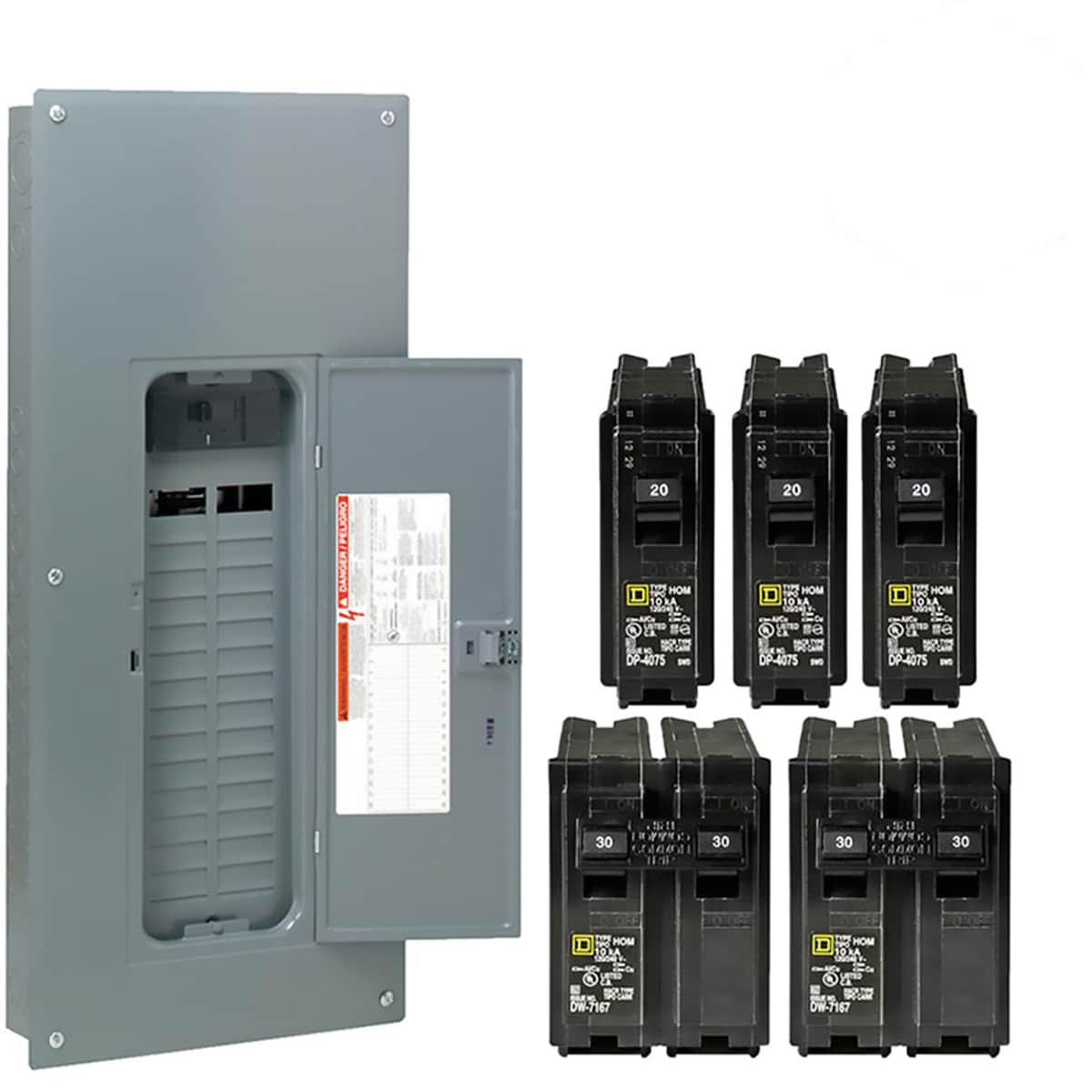 Homeline 200 -Amp 30 -Spaces 60 -Circuit Indoor Main breaker Plug-On Neutral Load Center (Value Pack)