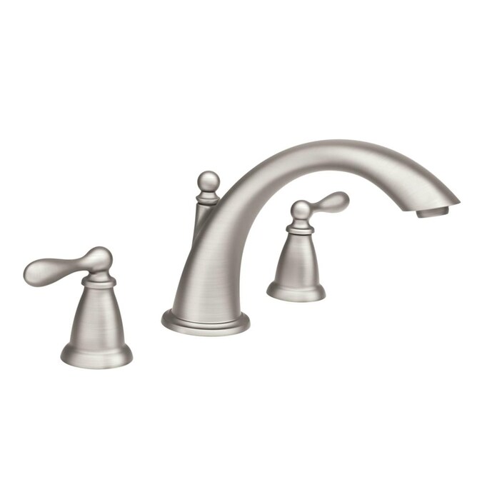 Moen Caldwell Spot Resist Brushed Nickel 2-handle Deck-mount Roman High-arc Bathtub Faucet (Valve Included)