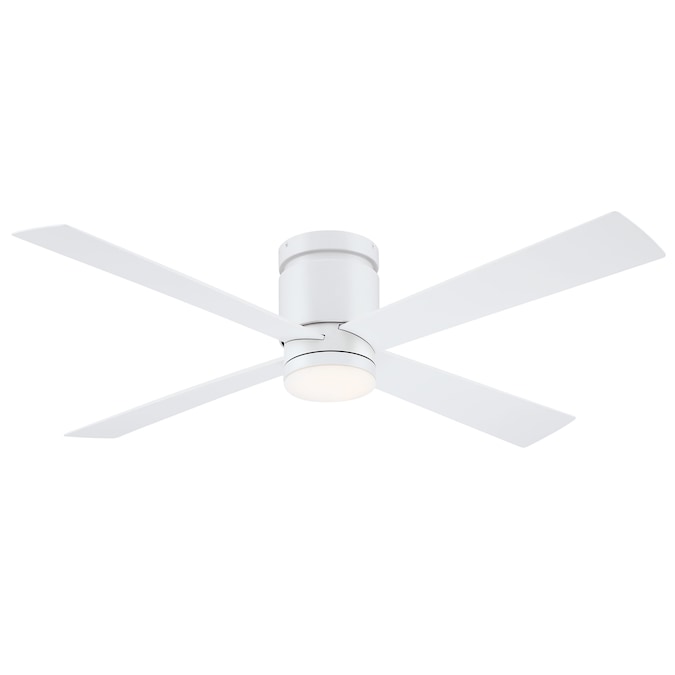 Fanimation Kwartet 52-in Matte White Color-changing Integrated LED Indoor/Outdoor Flush Mount Ceiling Fan with Light and Remote (4-Blade)