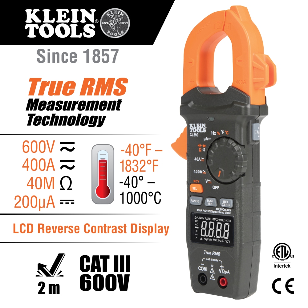 AC/DC Digital Clamp Meter, Auto-Ranging 400 Amp - Image 2