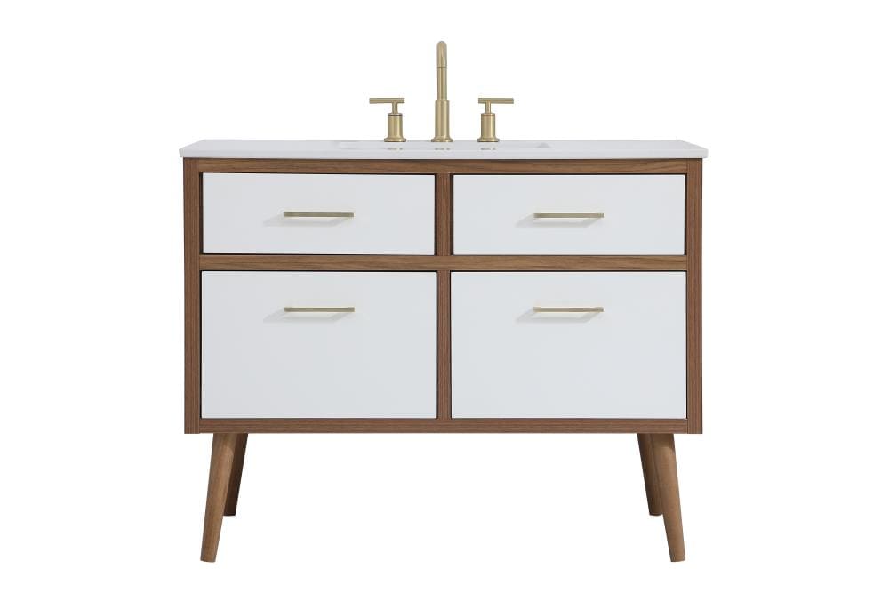 First Impressions 42-in White Undermount Single sink Bathroom Vanity with Ivory Cultured marble Top