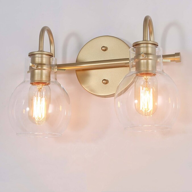 LNC Charm 13-in 2-Light Matte Gold LED Modern/Contemporary Vanity Light Bar