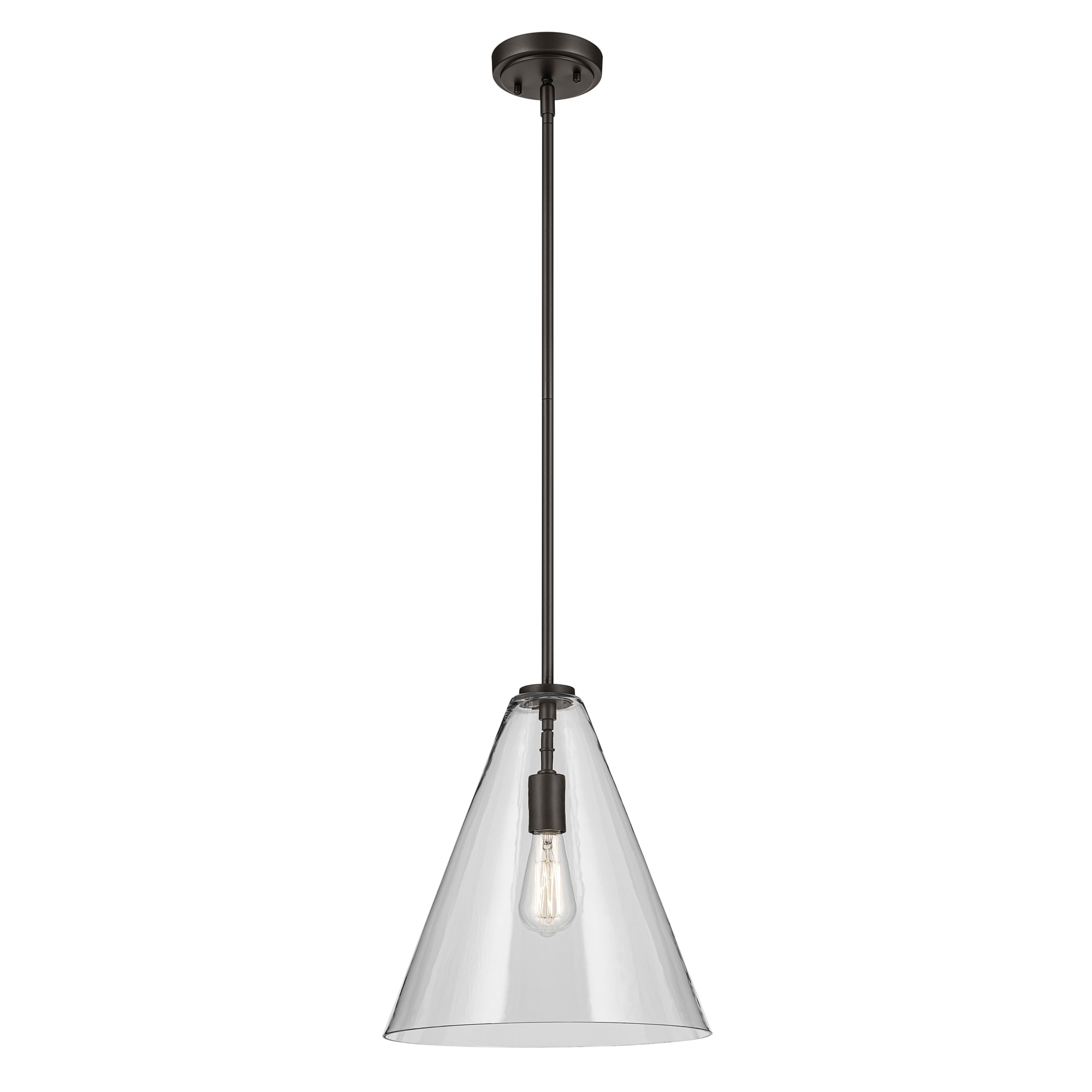 Everly 1 -Light Olde Bronze Modern/contemporary Clear glass Cone Medium Hanging Pendant light