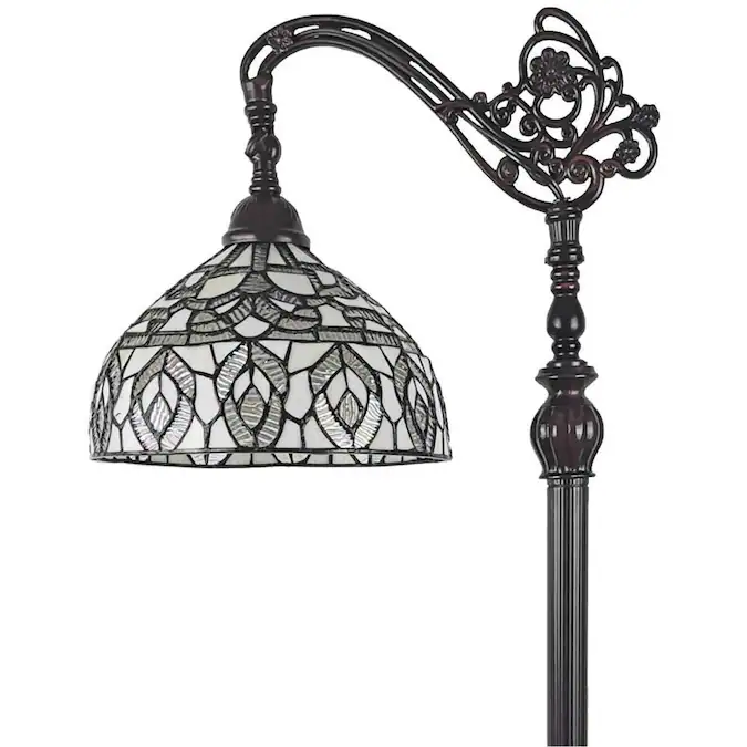 Amora Lighting Tiffany Stained Glass Peacock Reading Floor Lamp 62-in Tall - Bronze Finish, Handcrafted with 306 Glass Pieces