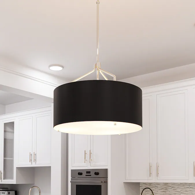 Quoizel Covington 3-Light Matte Black and Brushed Nickel Modern/Contemporary Drum Medium Hanging Pendant Light