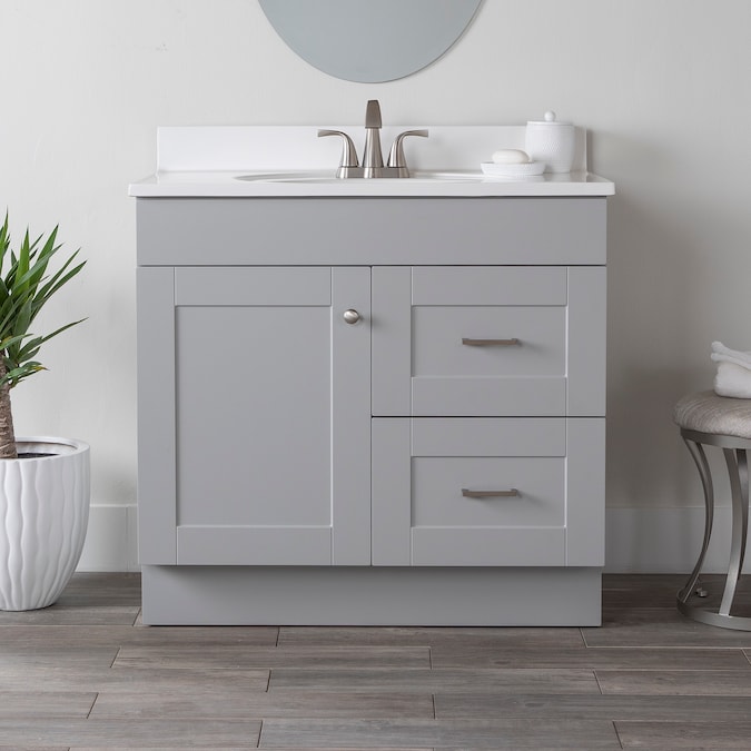 Project Source 36-in Gray Bathroom Vanity Base Cabinet without Top - Image 2