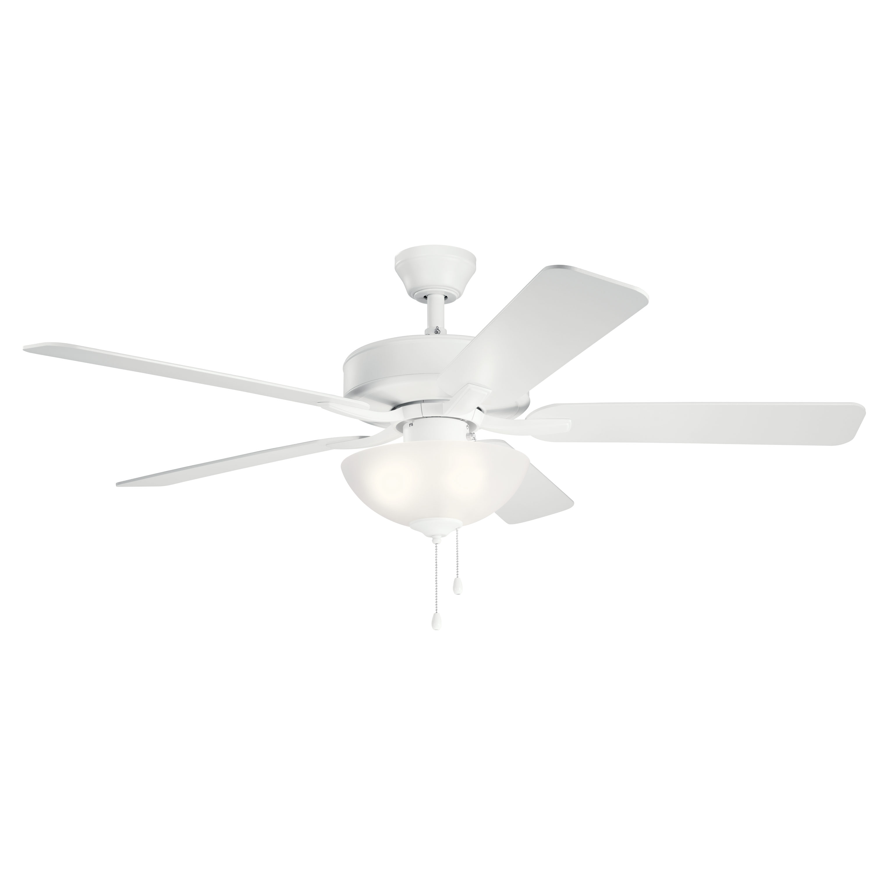 Basics Pro Select 52-in Matte White with Matte White/Silver Blades Ceiling Fan With Light ( 5 -Blade )