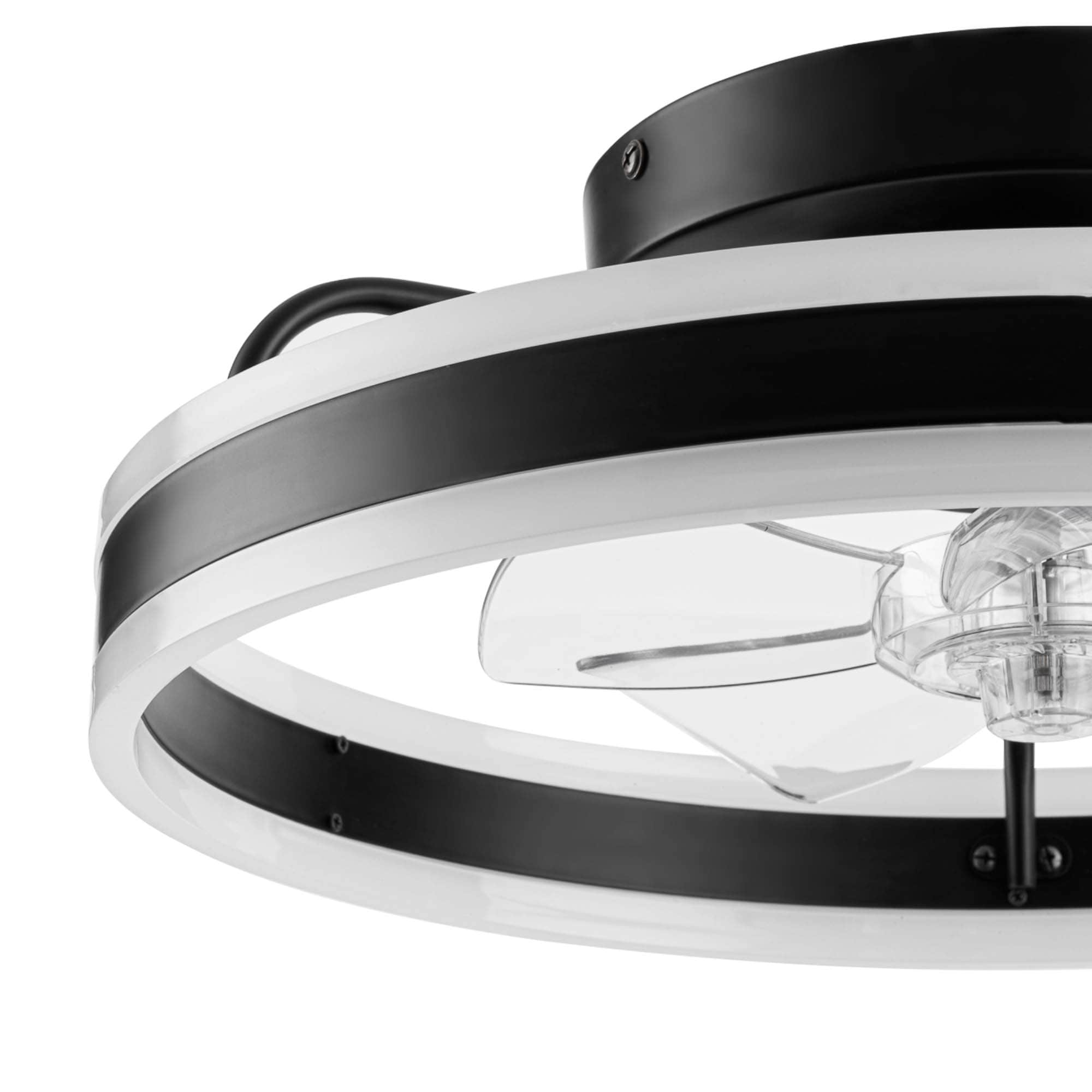Edenmore 20-in Color-Changing Integrated LED Flush Mount Matte Black with Clear Blades Fandelier Ceiling Fan With Light - Remote Included ( 5 -Blade ) - Image 14