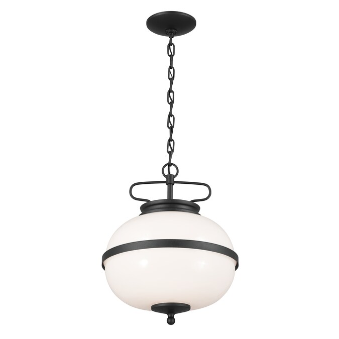 Kichler Opal 2-Light Textured Black Farmhouse Opal Glass Globe Medium Hanging Pendant Light