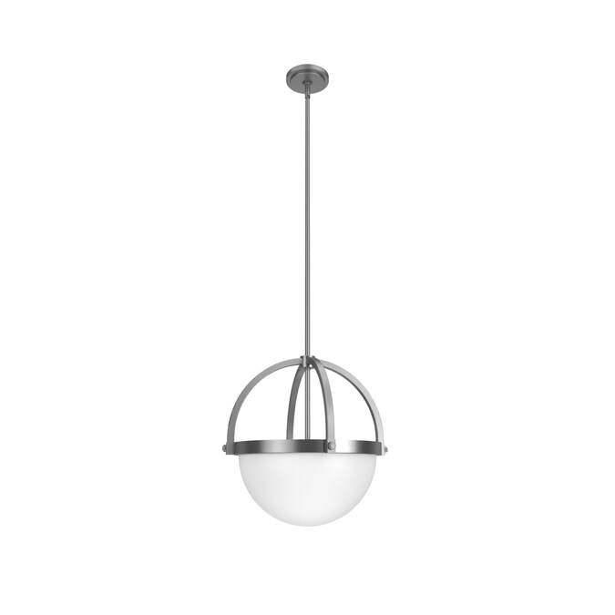 Hunter Wedgefield 3-Light Brushed Nickel Transitional Frosted Glass Bowl LED Medium Hanging Kitchen Island Light
