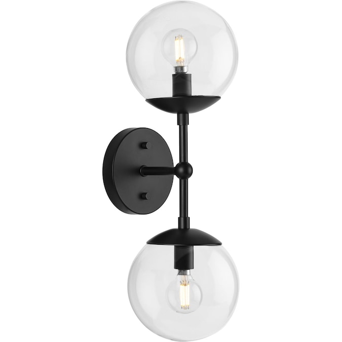 Progress Lighting Atwell 5.87-in W 2-Light Matte Black Mid-century Led, Incandescent, Halogen Wall Sconce