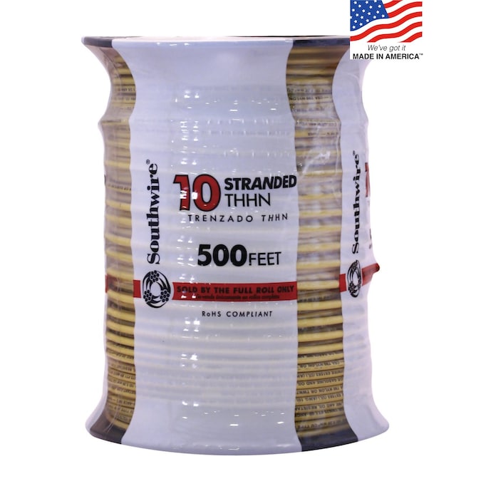 Southwire 500-ft 10-AWG Yellow Stranded Copper Thhn Wire (By-the-roll)