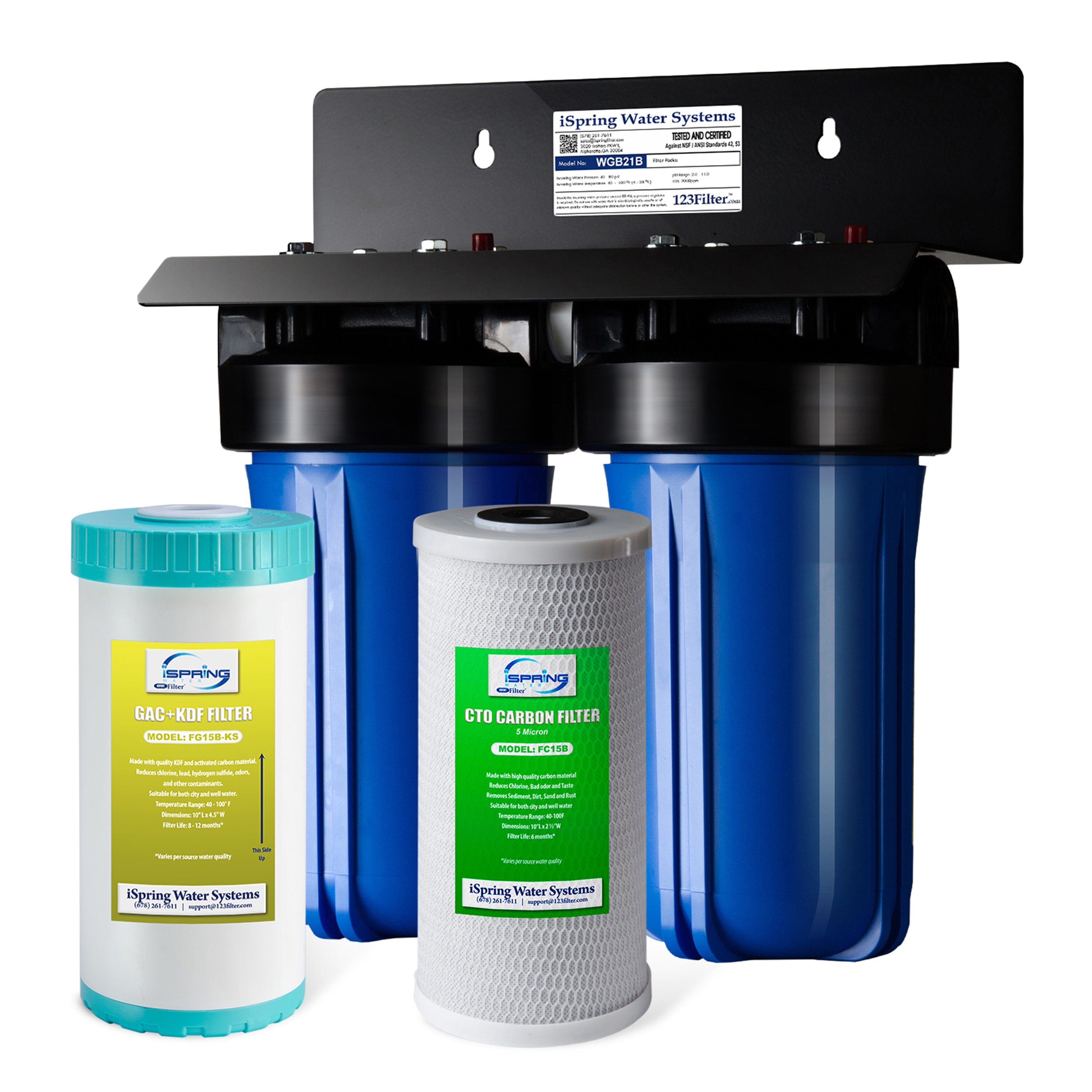 WGB21B-KS Dual-stage 25-GPM Multi-method Hard water Whole House Water Filtration System