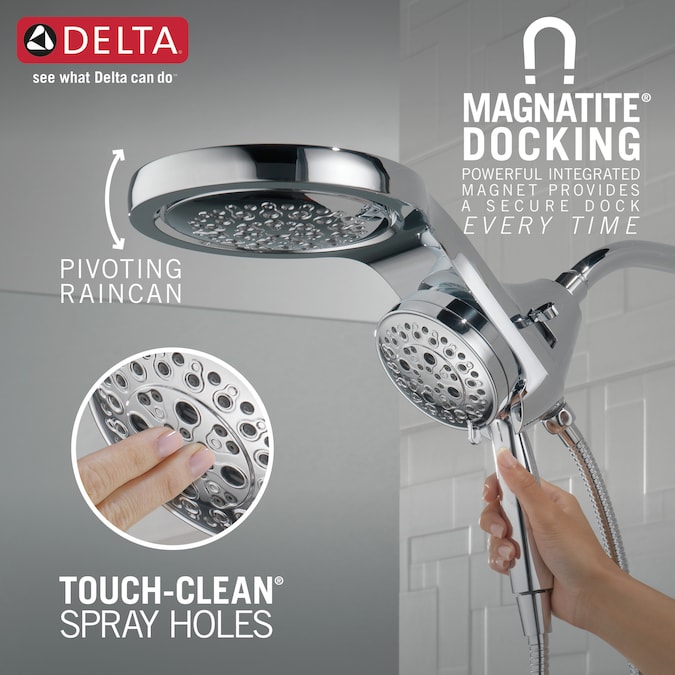 Delta HydroRain H2Okinetic Lumicoat Chrome 7.875-in Round Dual/Combo Rain Shower Head 1.75-GPM (6.6-LPM) - Image 6