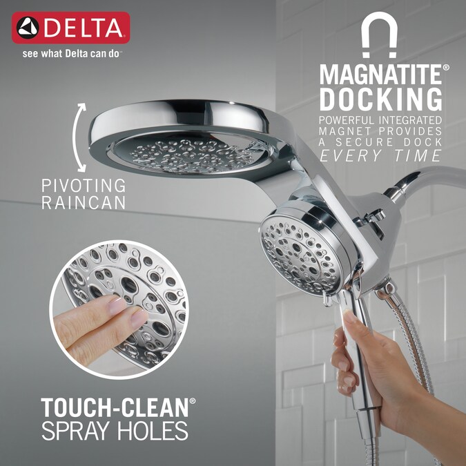 Delta HydroRain H2Okinetic Lumicoat Chrome 7.875-in Round Dual/Combo Rain Shower Head 2.5-GPM (9.5-LPM) - Image 6