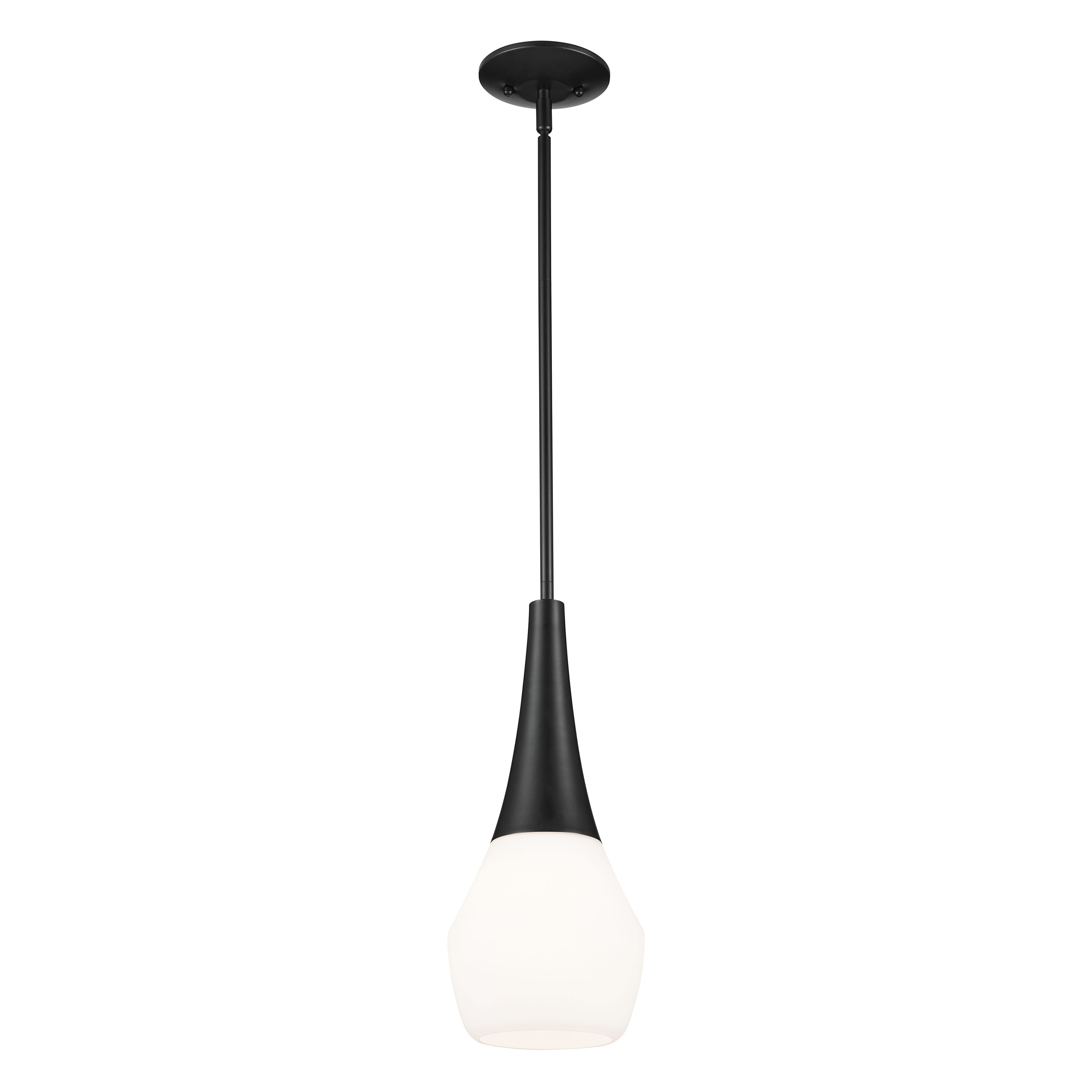 Deela 1 -Light Black Modern/contemporary Opal glass Teardrop Small Hanging Pendant light