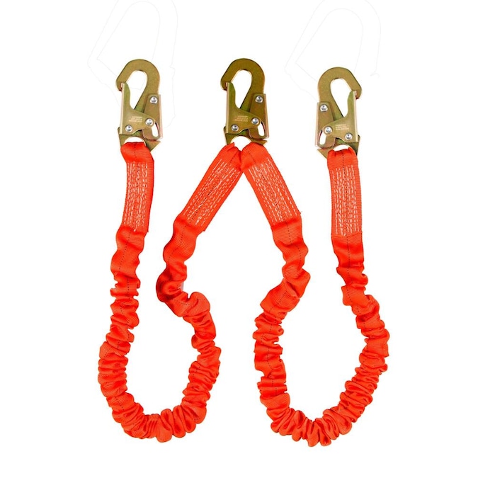 Guardian Fall Protection Double Leg Lanyard with Steel Snap Hook, Large, Lightweight & Durable, Orange