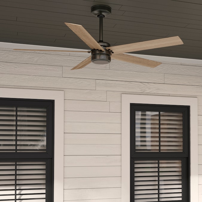 Hunter Burton SureSpeed 52-in Noble Bronze with Golden Maple Blades Indoor/Outdoor Ceiling Fan (5-Blade)
