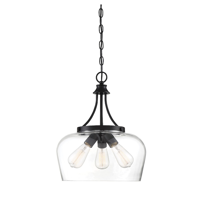 Savoy House Essentials Octave 3-Light Black Transitional Clear Glass Dome Led, Medium Hanging Pendant Light