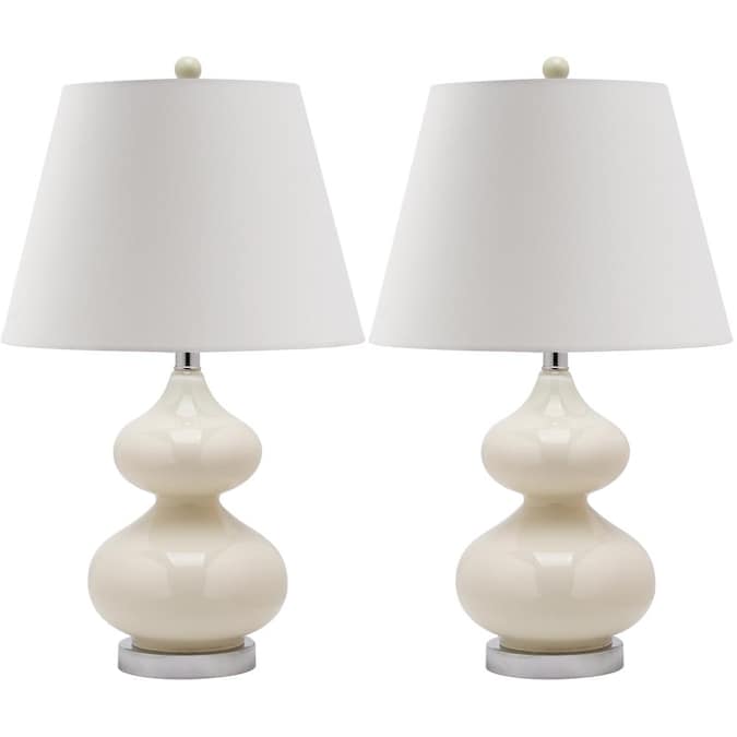 Safavieh Eva Modern/Contemporary Medium Base (e-26) Lamp Set with White Shades