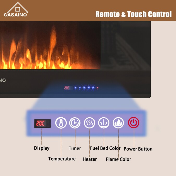 CASAINC 42.01-in W Black LED Wall-mount Electric Fireplace with Remote Control Included - Image 7