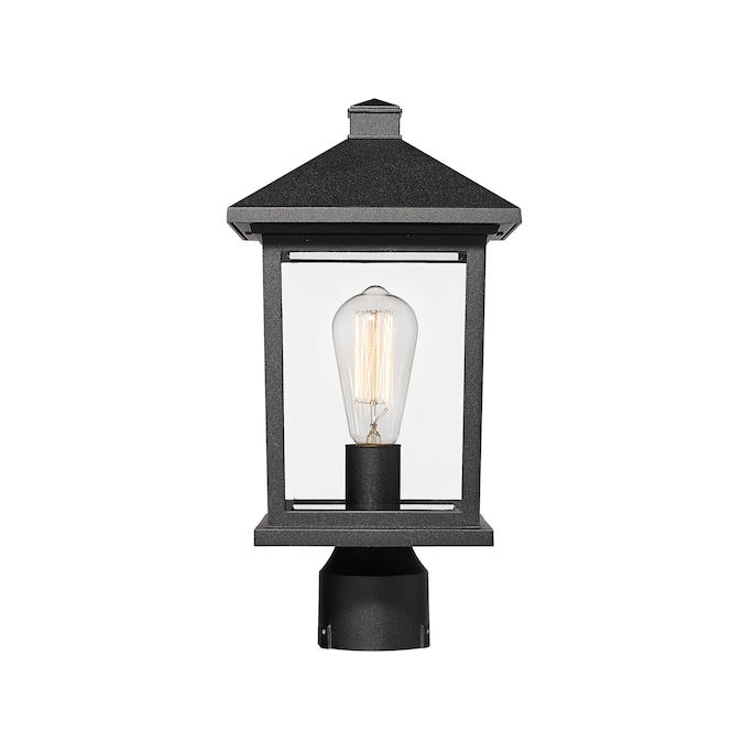 Z-Lite Portland 16-in Black Traditional Outdoor Light Post Lantern - Image 2