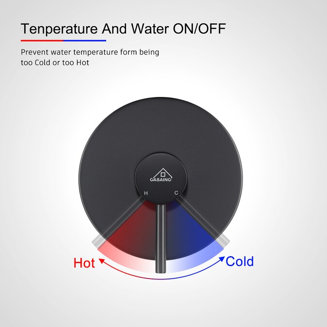 CASAINC Black 1-handle Single Function Round Shower Faucet Valve Included - Image 7