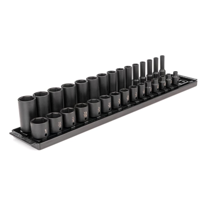 TEKTON 30-pc 3/8 in Dr S/D Impact Socket Set (1/4-1 in) 6p Tr 2Rl
