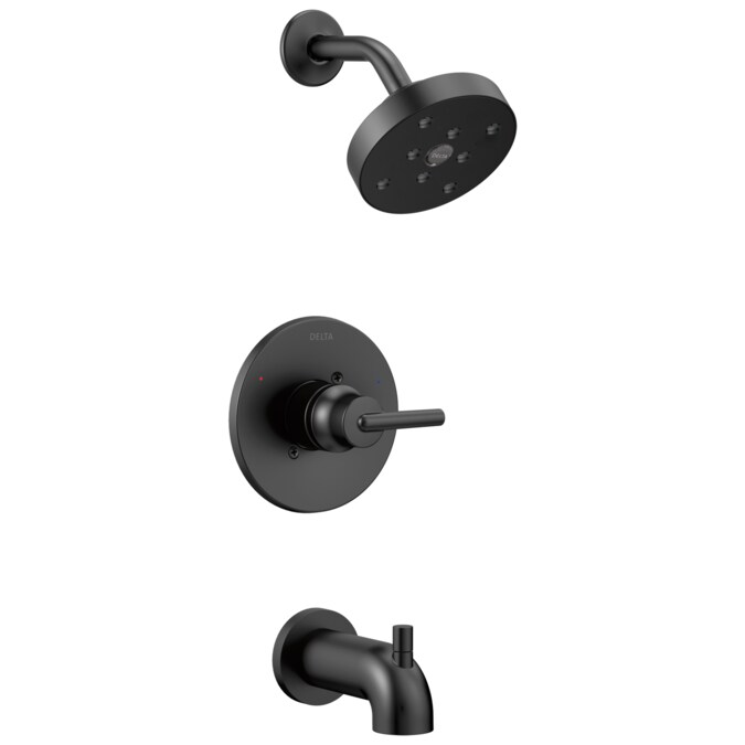 Delta Trinsic Matte Black 1-handle Single Function Round Bathtub and Shower Faucet Valve Included