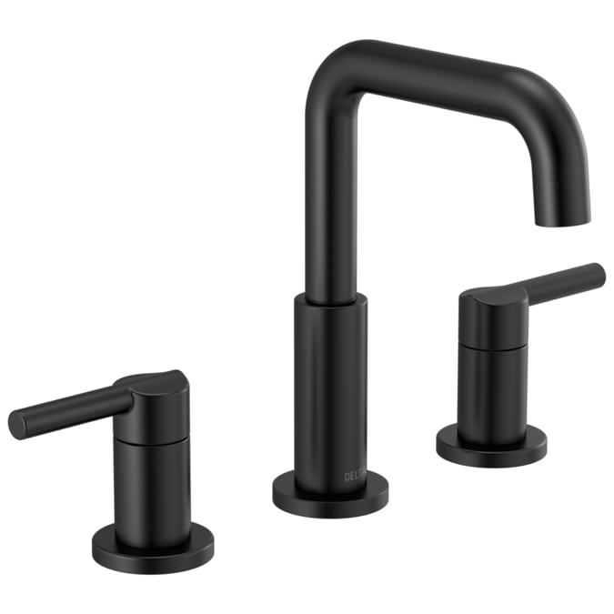 Delta Nicoli Matte Black Widespread 2-Handle WaterSense Bathroom Sink Faucet with Drain