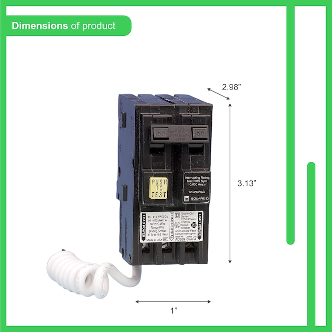 Square D Homeline 50-amp 2-Pole GFCI Circuit Breaker - Image 3