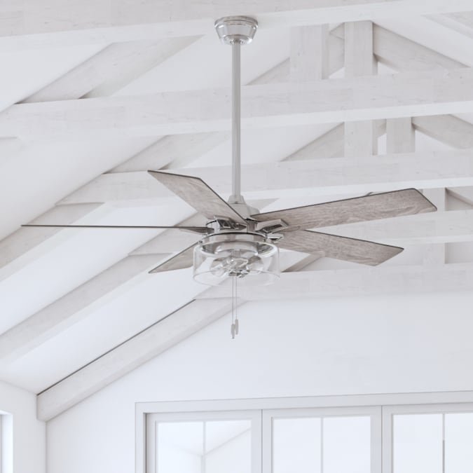 Harbor Breeze Hathaway 52-in Brushed Nickel with Driftwood/Mocha Blades LED Indoor Ceiling Fan with Light (5-Blade)