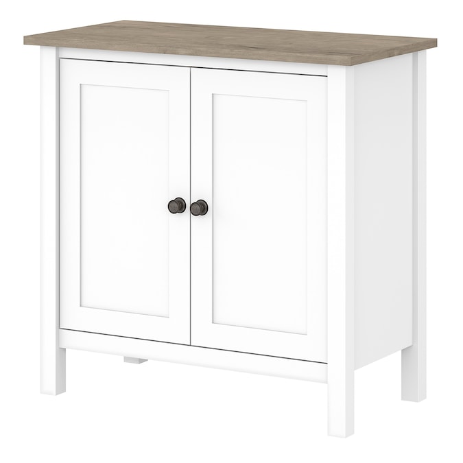 Bush Furniture Mayfield 30.79-in W x 30-in H Wood Composite Pure White/Shiplap Gray Freestanding Utility Storage Cabinet