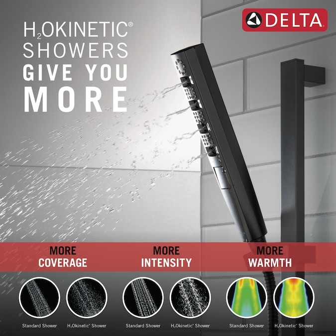 Delta Universal Showering Components Matte Black 3.5-in Rectangle Handheld Shower Head 1.75-GPM (6.6-LPM) - Image 4
