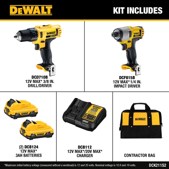 DEWALT 2-Tool 12-Volt Max Power Tool Combo Kit with Soft Case (2-Batteries and charger Included) - Image 2