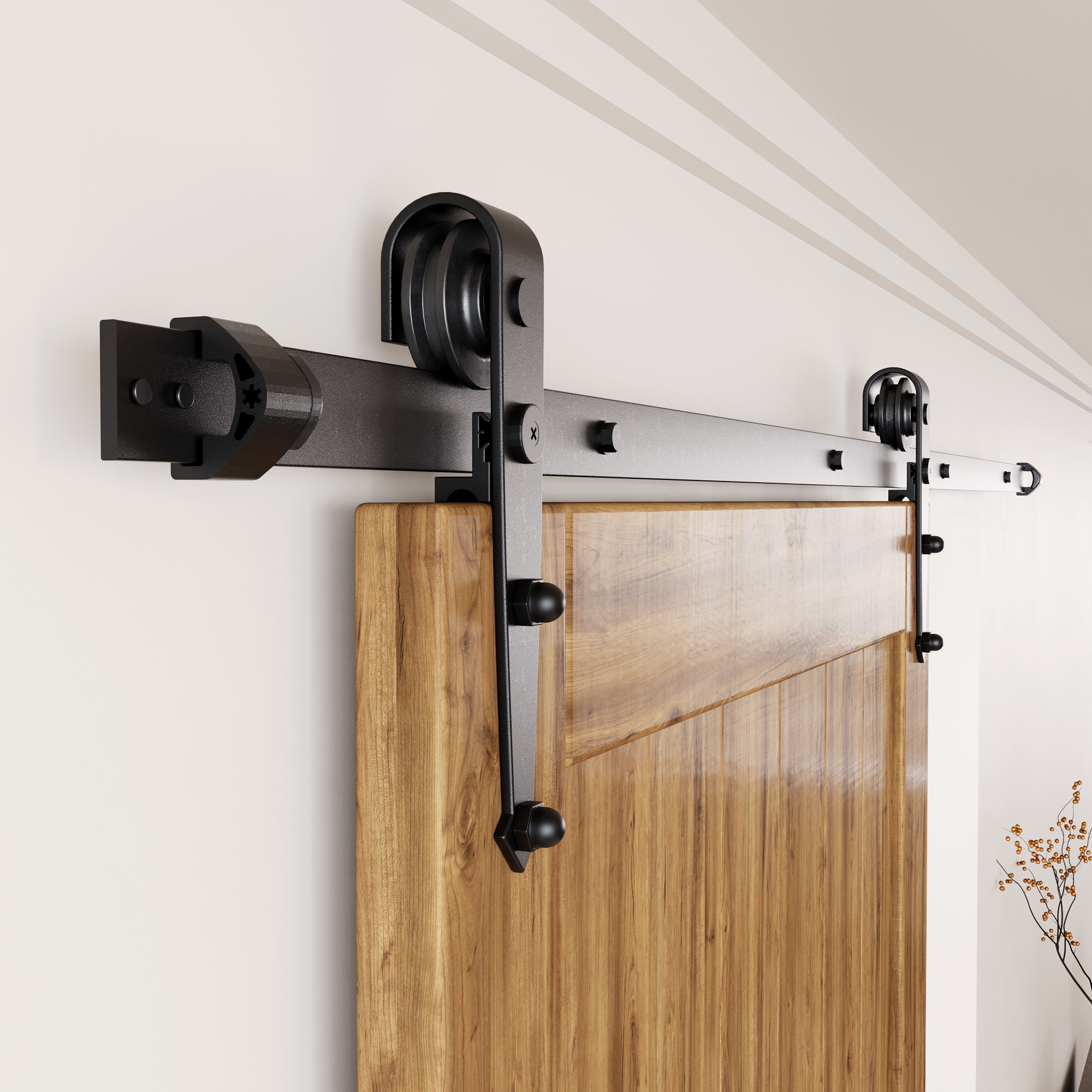 79-in Rustic black Black Indoor Arrow Single Barn door hardware kit - Image 4