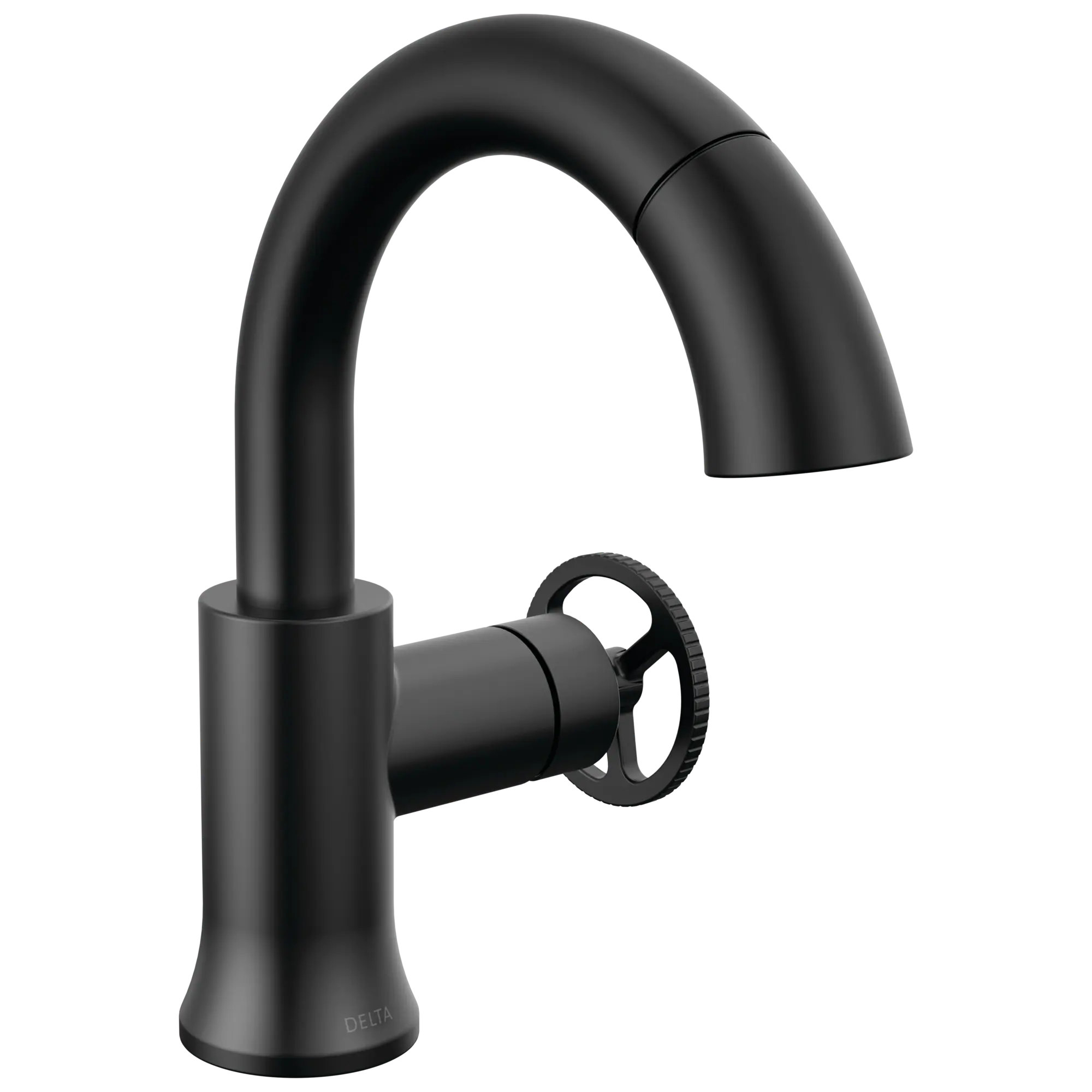 Trinsic Matte Black Single hole 1-handle WaterSense Mid-arc Residential Handle Pull-down Bathroom Sink Faucet with Drain